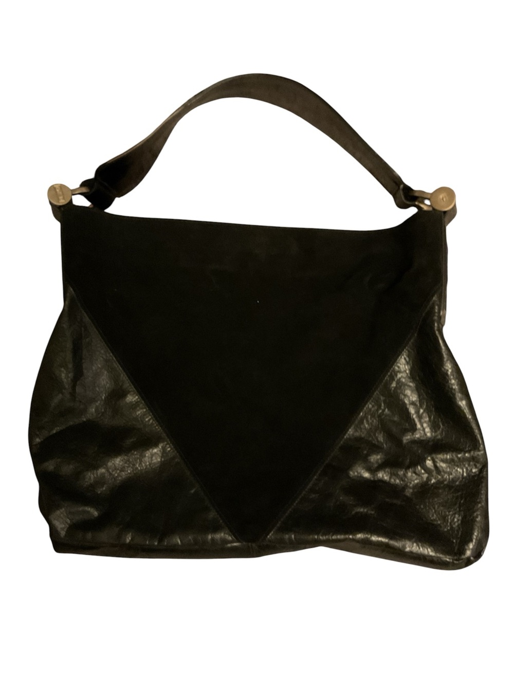 NEW Be & D Black Leather Suede Triangle Shoulder Hobo Bag Dress Purse Be&D XL